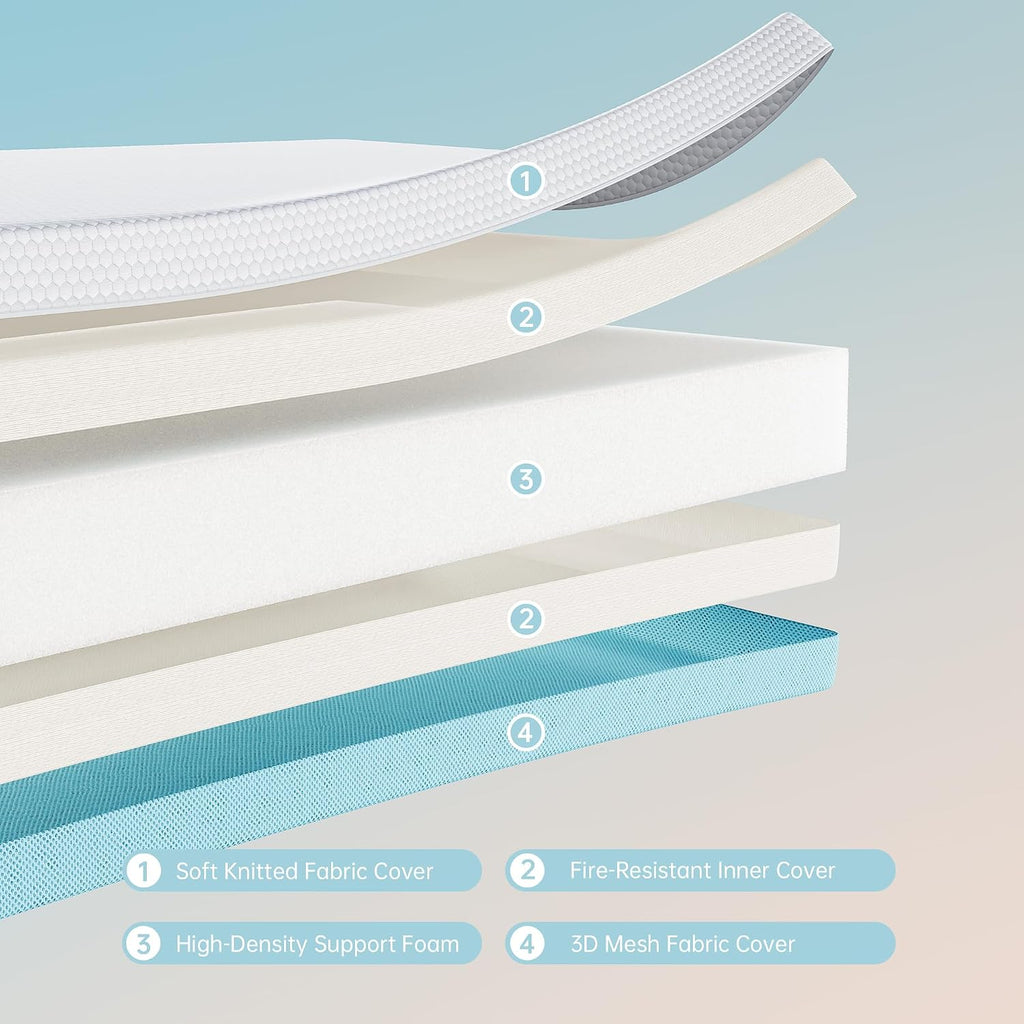 Crib Mattress, Memory Foam Toddler Mattress with Breathable Washable Cover, Standard Size Baby Mattresses for Crib: