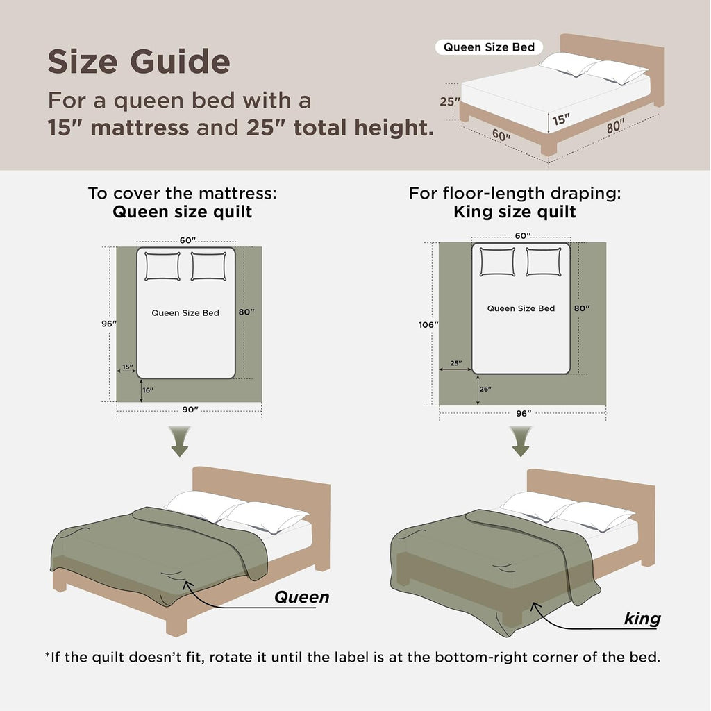 Queen Quilt - Prewashed Extra Soft Cotton-Like Polyester Quilts Queen, Lightweight Comforter, Includes 1 Quilt 90x96