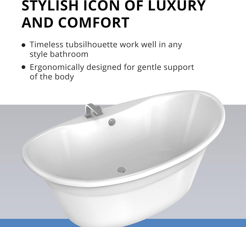 Montego 60 inch L x 27 inch H White Acrylic Freestanding Bathtub