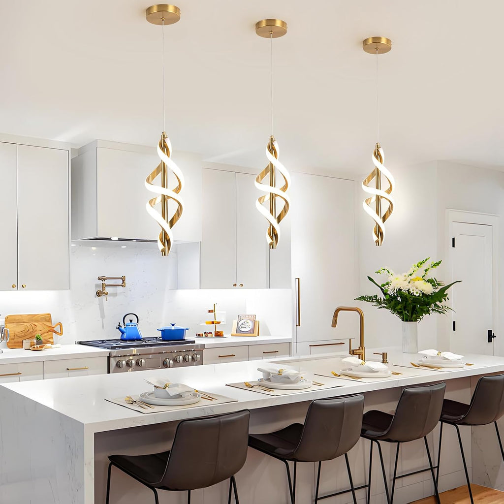 Gold Led Pendant Light,4000K Modern LED Pendant Lights Kitchen Island,Adjustable Height Pendant Lighting Over Island
