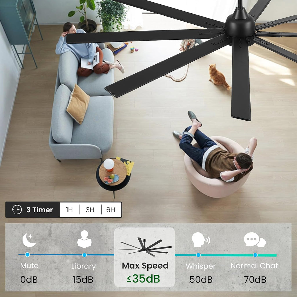 84" Ceiling Fan with LED Light and Remote - Matte Black