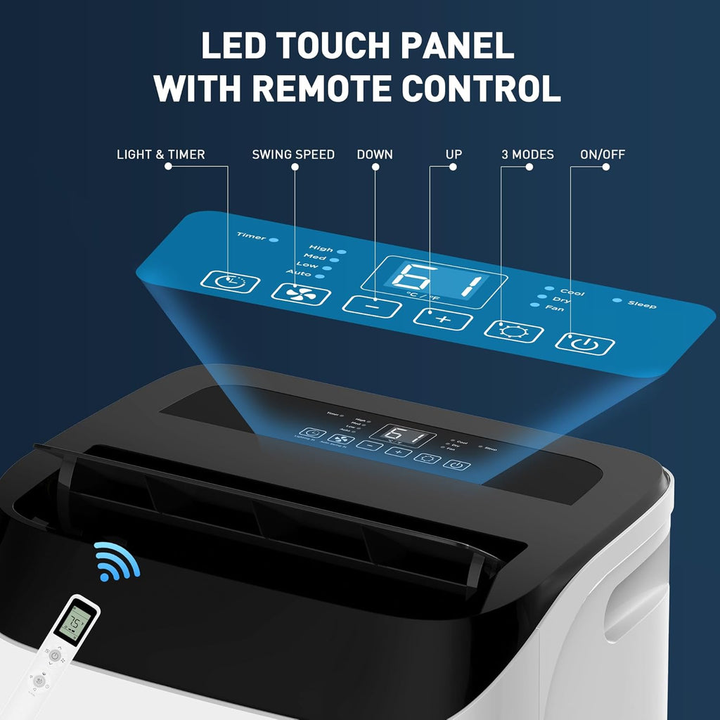 14,000 BTU Portable Air Conditioner Cools Up to 700 Sq.Ft, 3-IN