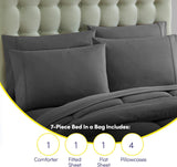 Queen Comforter Set with Sheets - 7-Piece Bedding Collection - 1 Comforter, 1 Fitted Sheet, 1 Flat, 4 Pillowcases