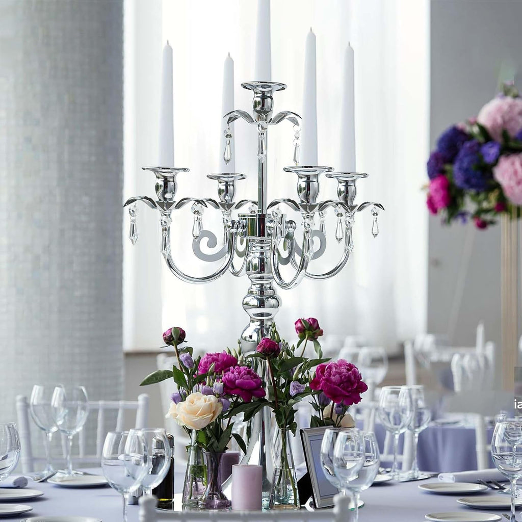 20.3'' Tall 5 Arm Candle Holder Centerpiece for Table, Metal Candelabra Candle Holder, Retro Candlestick Table