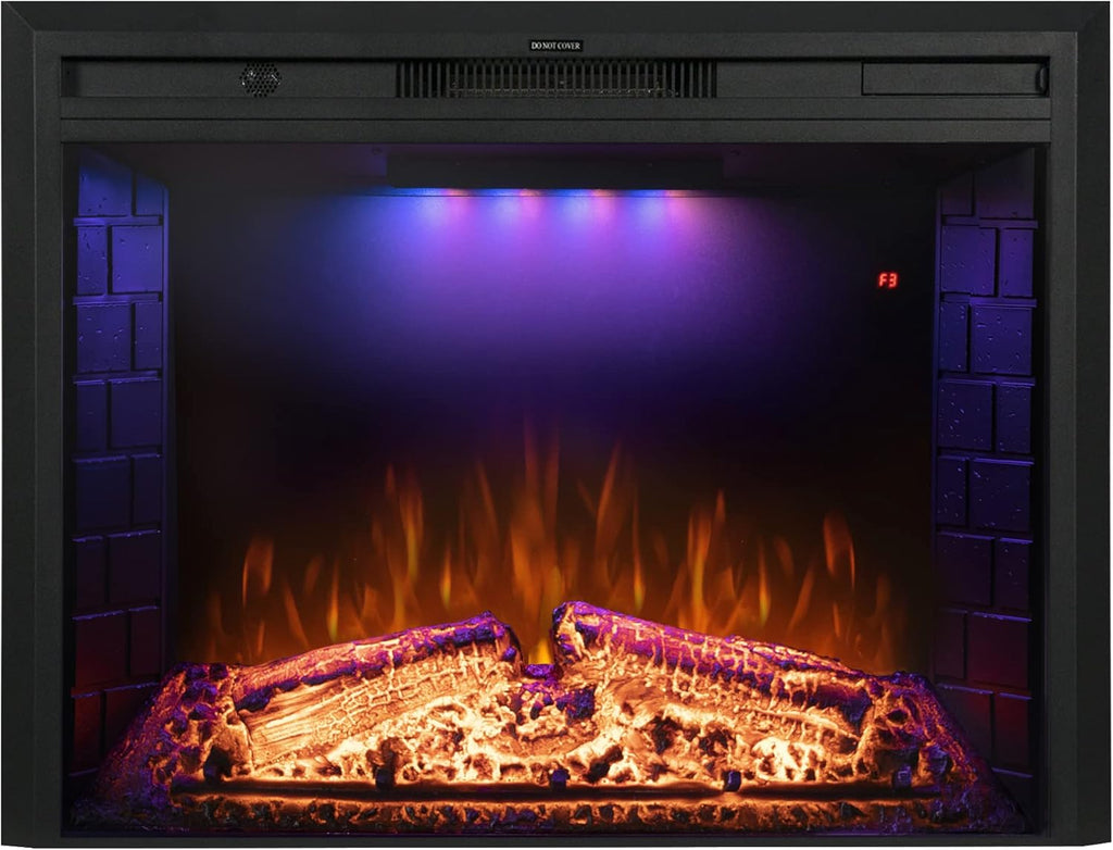 36'' Electric Fireplace Inserts, Recessed & Built in Wall Electric Fireplace Heater with Fire Crackling Sound