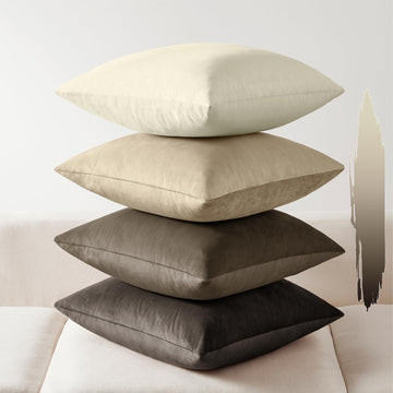 Velvet Throw Pillow Covers 18x18 Set of 4, Brown Gradient