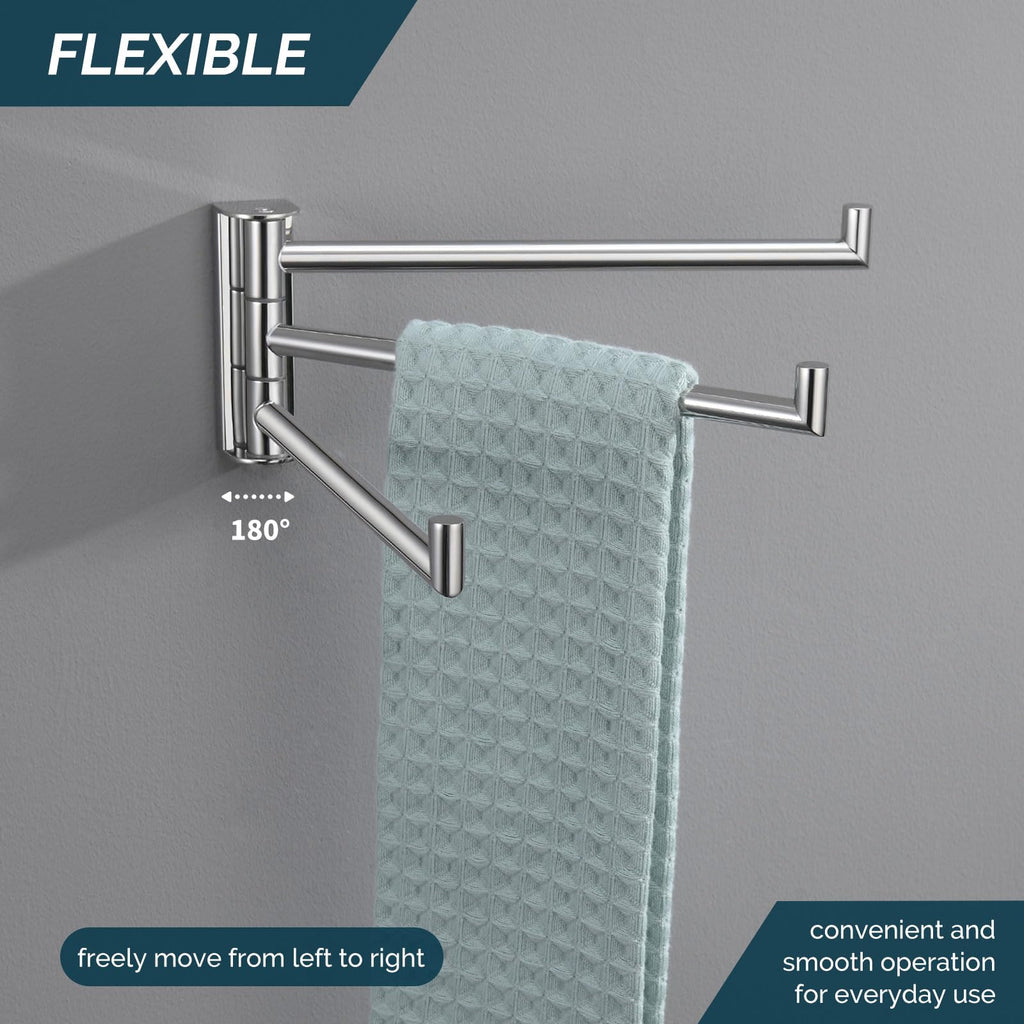 Swivel Hand Towel Rack, Foldable 3 Bars, Polished Chrome
