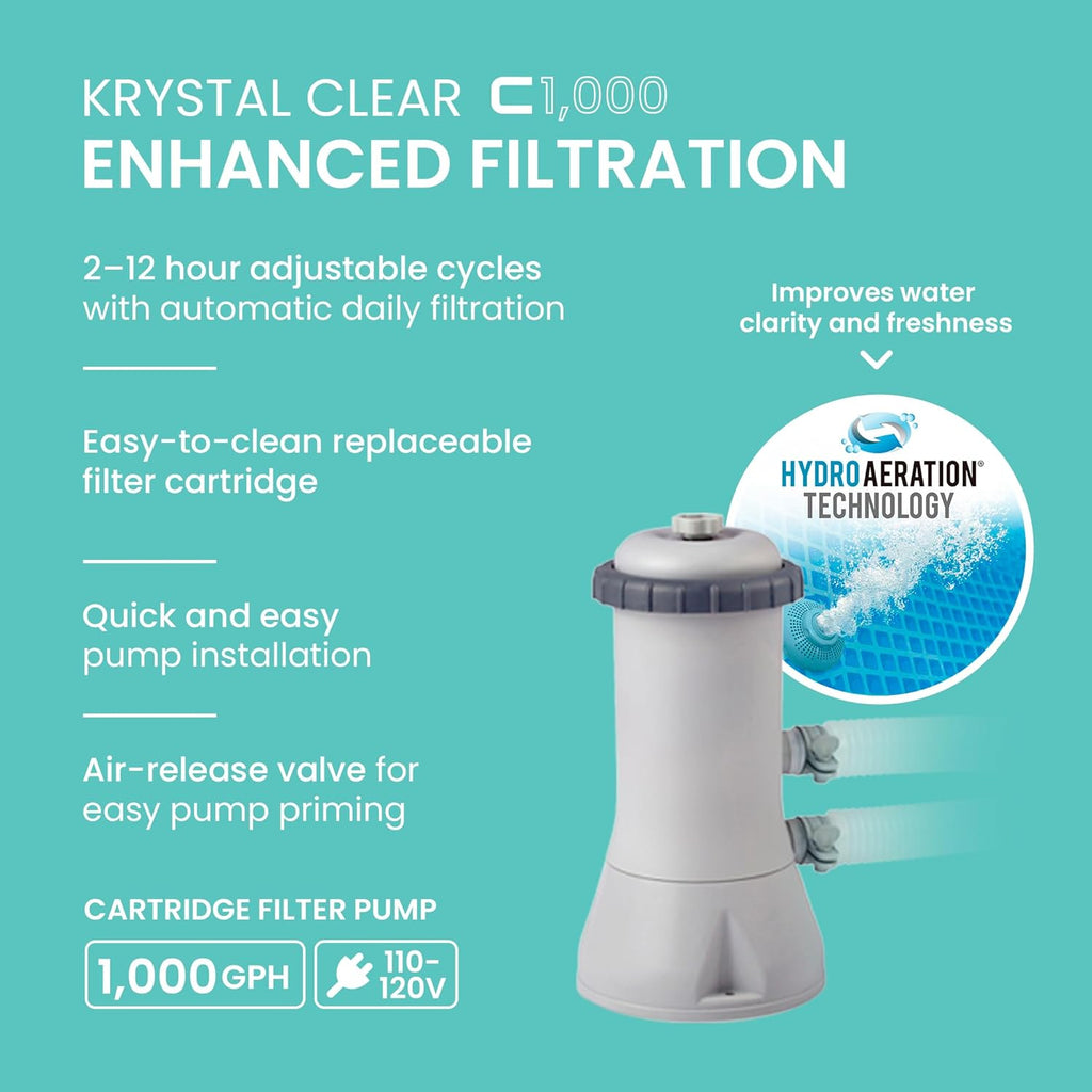 26723EH Prism Frame Premium Above Ground Swimming Pool Set: 15ft x 42in - Includes 1000 GPH Cartridge Filter Pump