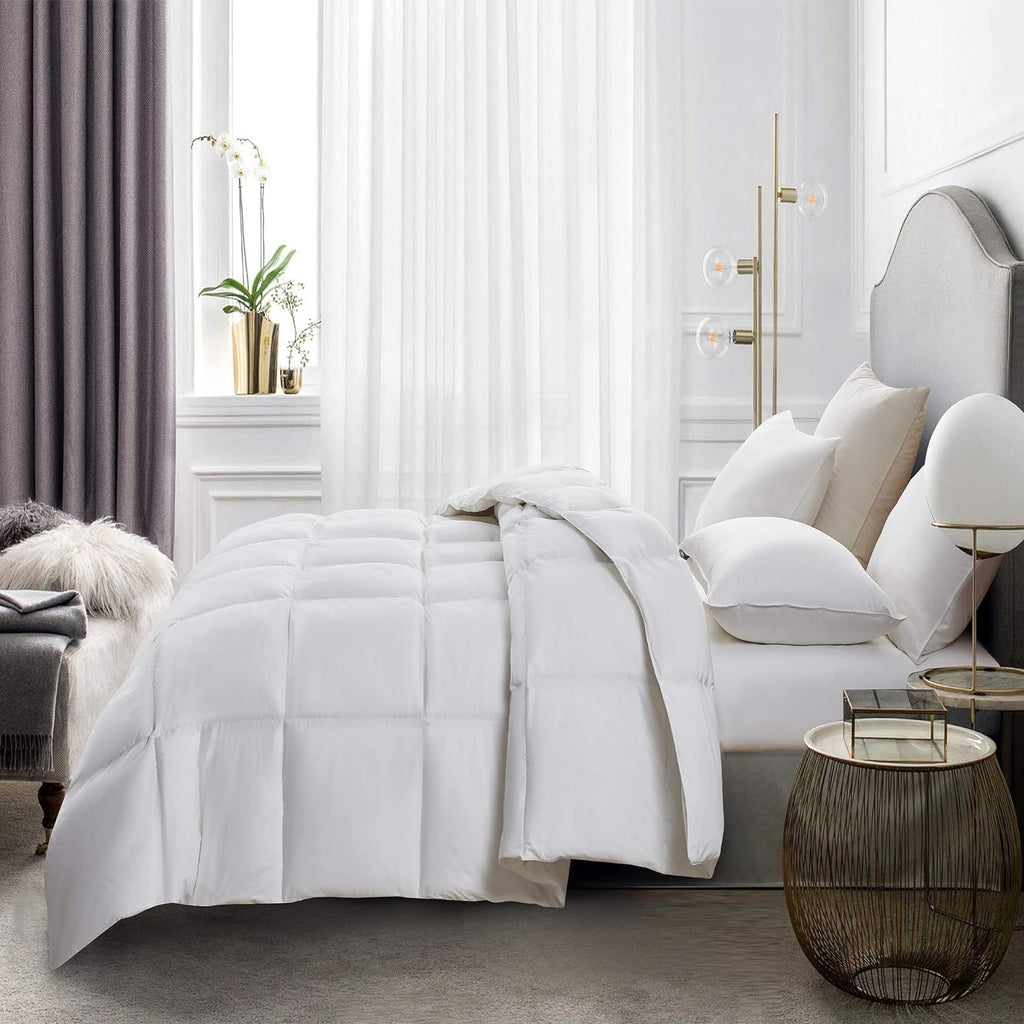 Goose Feather Down Fiber Cotton Comforter King - 100% Cotton Duvet Insert