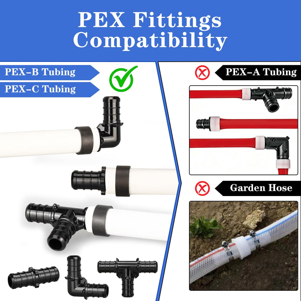 90pcs 1/2" Poly PPSU Barb Crimp PEX Fitting Combo, No Lead
