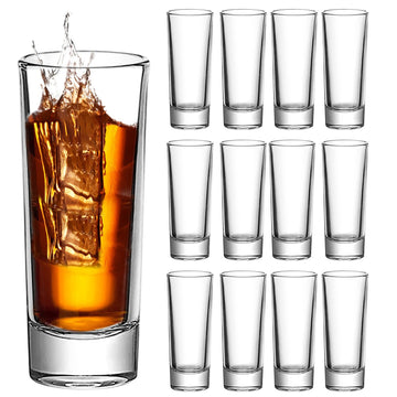 12 Pack 2oz Shot Glasses, Clear tall Shot Glass bulk with Heavy Base