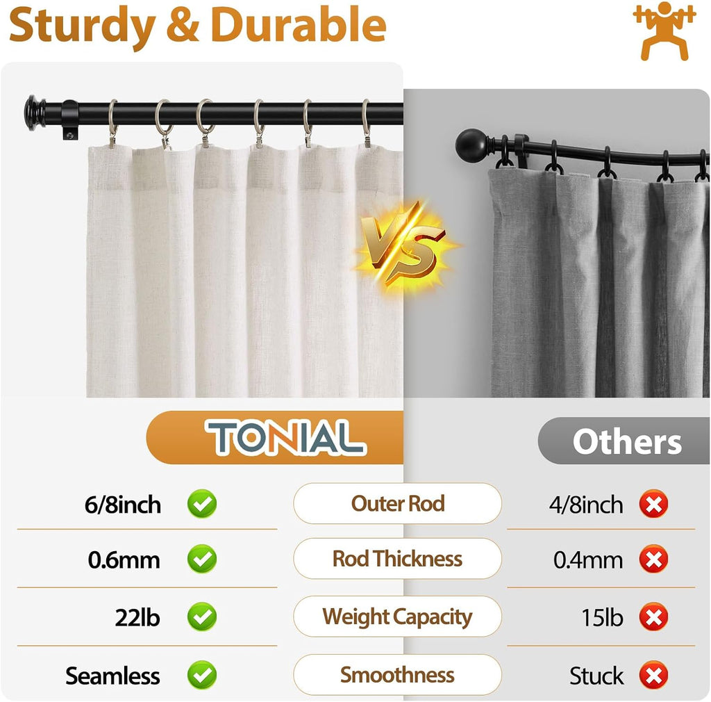 Curtain Rod, Telescoping Splicing 3/4 Drapery Rods for Windows