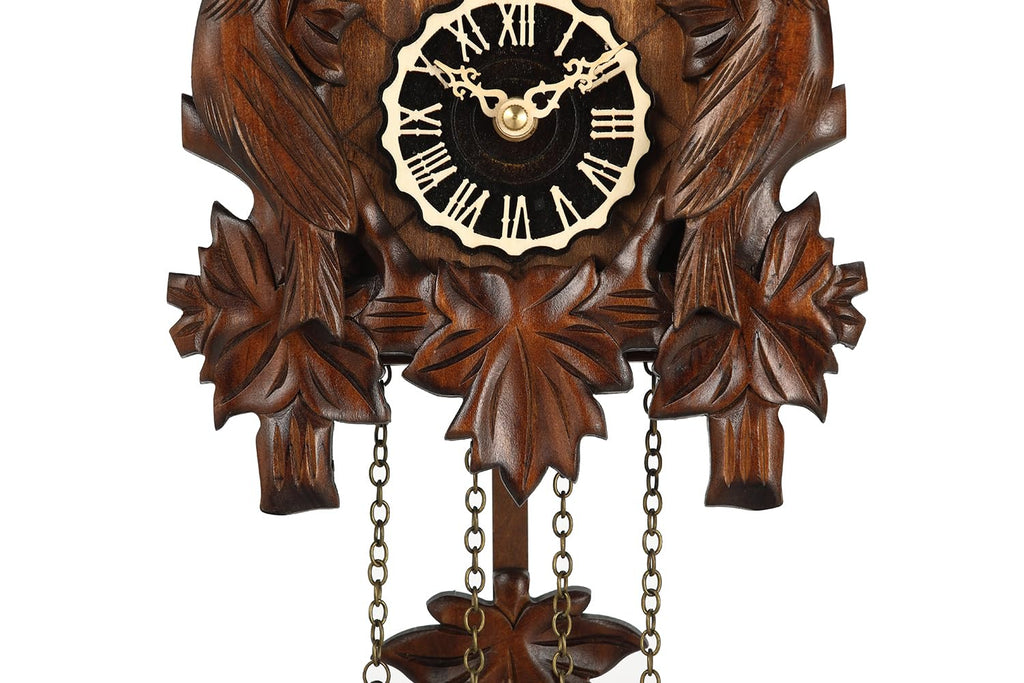 Hand-Carved Cuckoo Clock Antique Decoration for Wall 19x8 Inches