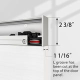 42"x84" Concealed Sliding Barn Door with Horizontal Groove and Soft Close Hardware Kit, White Flush 