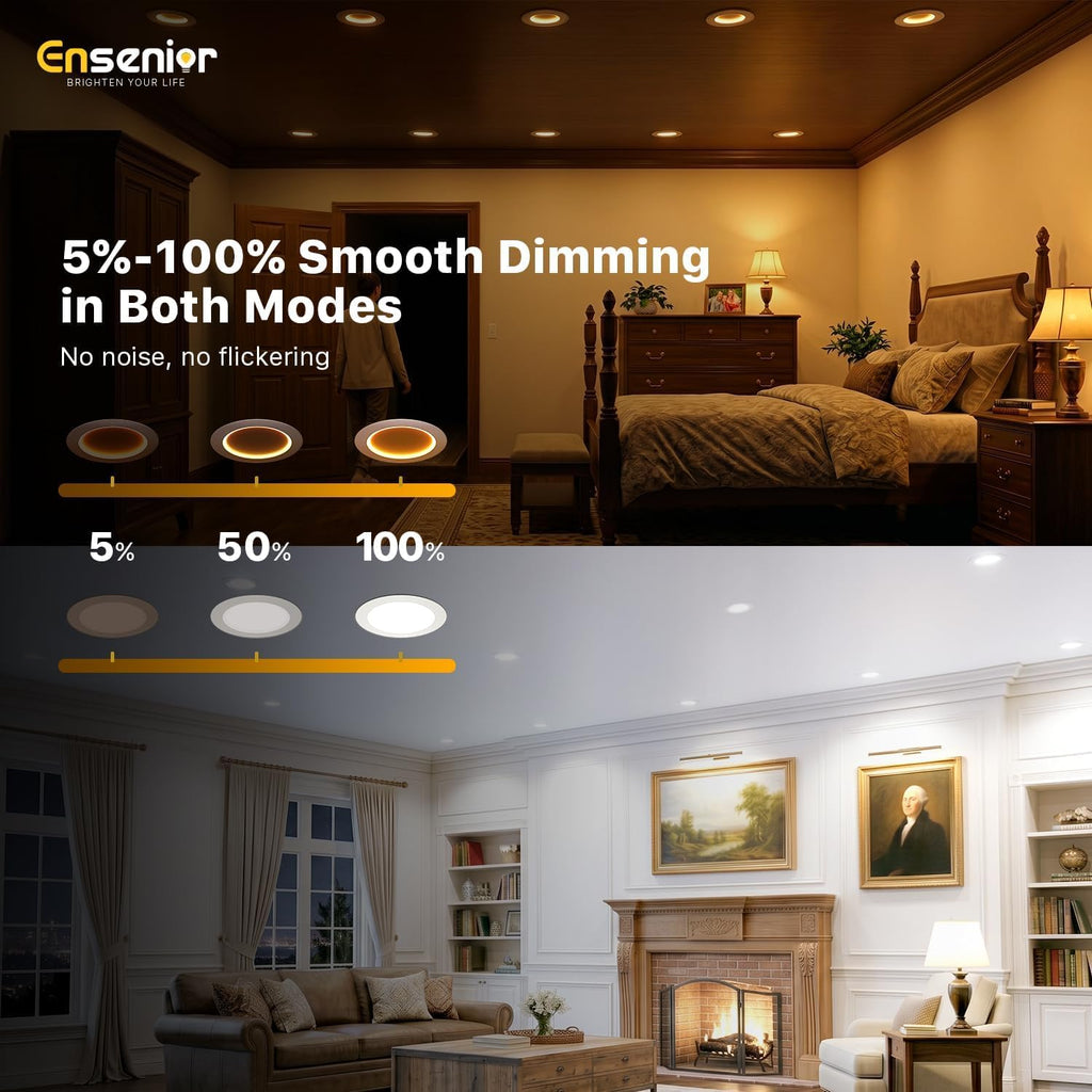 48 Pack 6 Inch LED Recessed Lights with Night Light, 5CCT