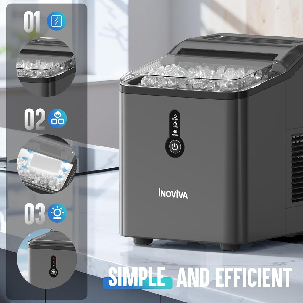 Nugget Ice Maker Countertop - 6 Mins Fast Ice Production, FLASHCHILL, 26.5 LBS/Day, Self-Cleaning, Compact Portable
