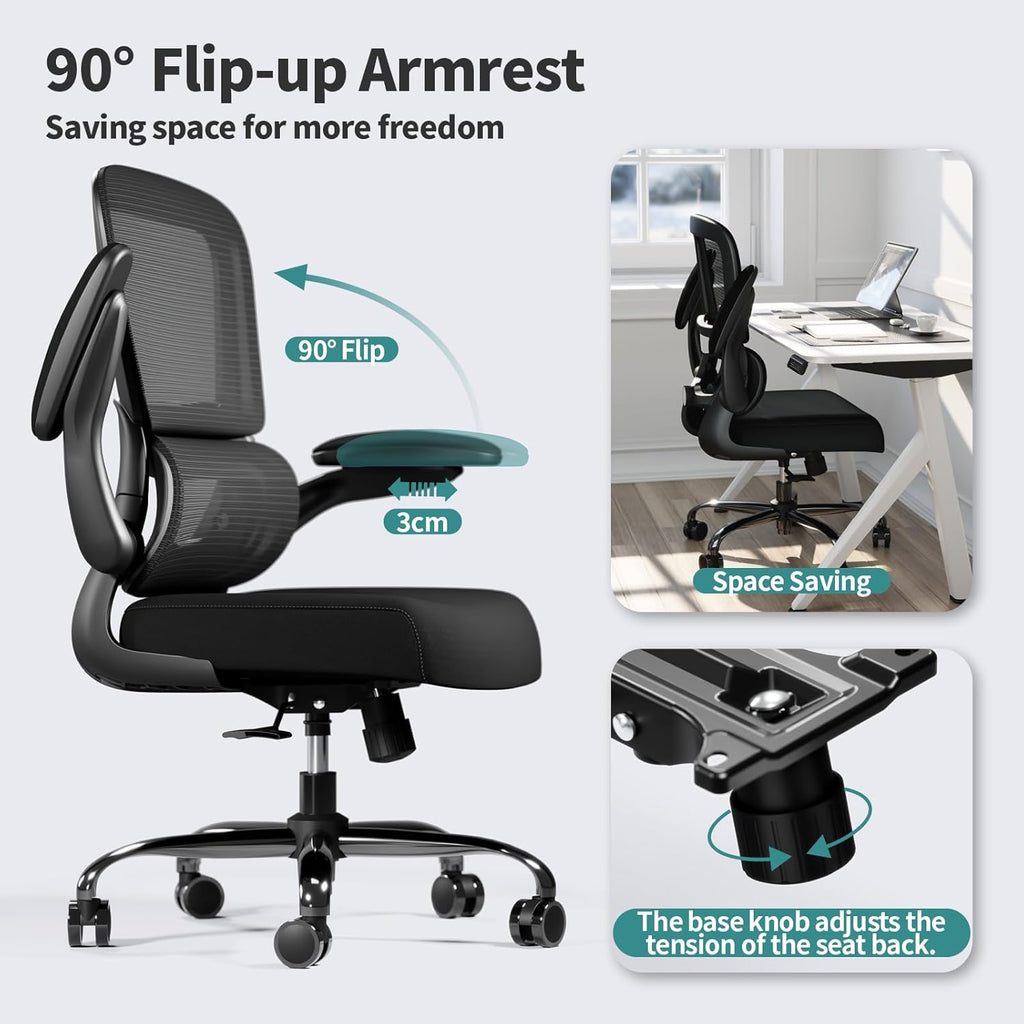 Ergonomic Desk Chair with Adjustable Lumbar Support, Mesh Computer Chair, Executive Chairs for Home Office
