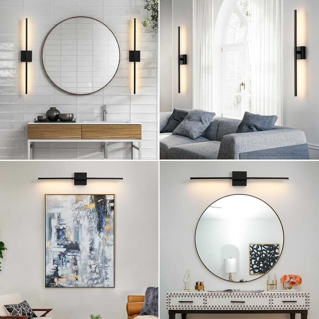 Black Bathroom Vanity Light 30 Inch 360° Rotatable 18W Dimmable 5CCT LED Black Bathroom Light Fixture Over Mirror