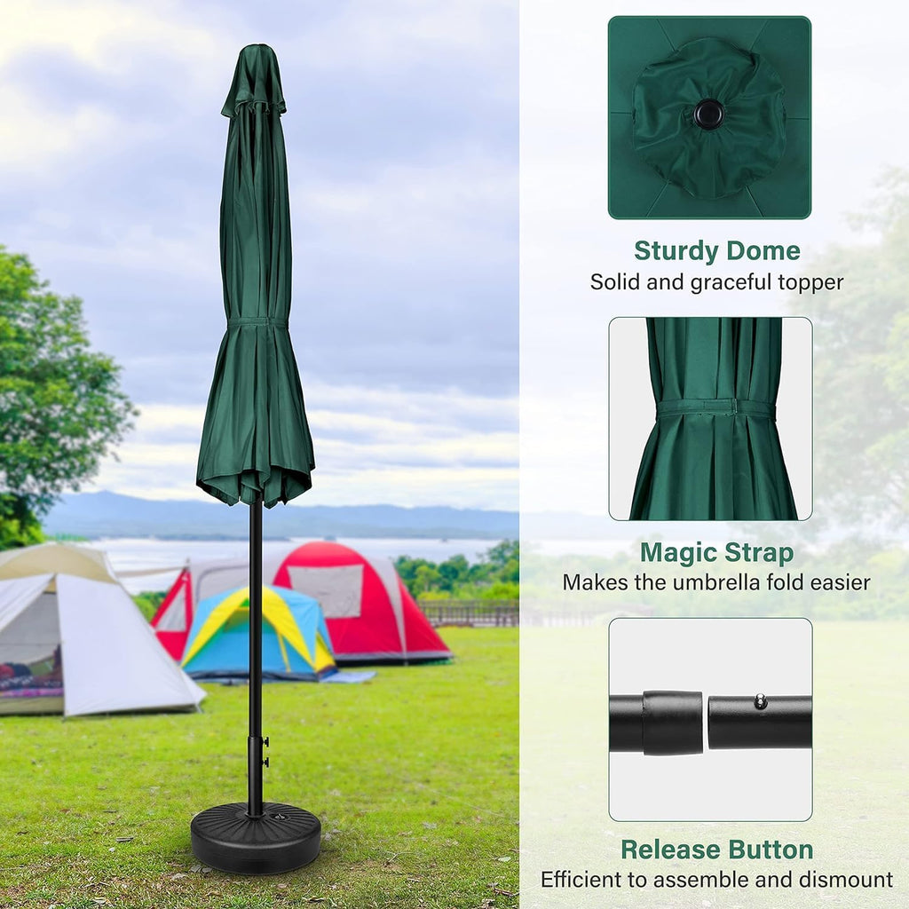 9' Patio Umbrella Outdoor Table Market Yard Umbrella with Push Button Tilt/Crank - Green