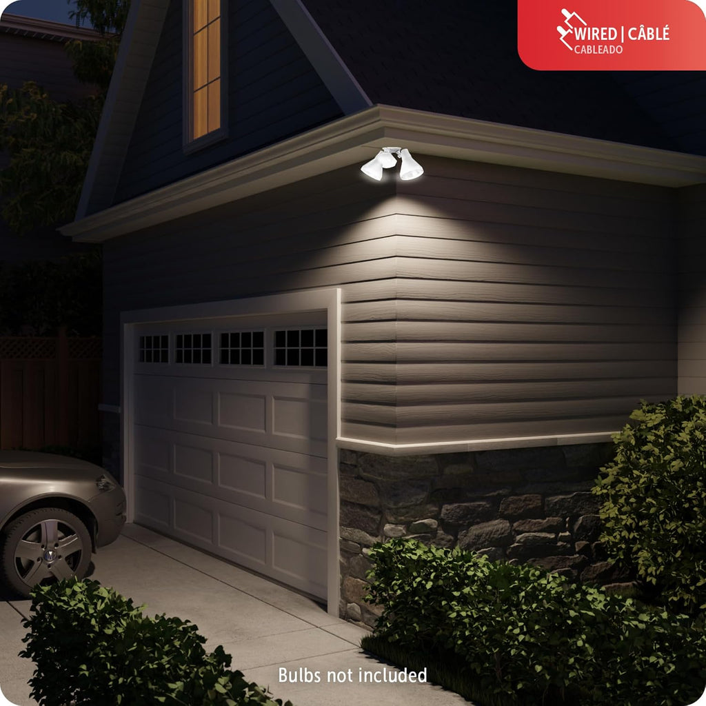 180-Degree 240 W Twin Head White Hardwired Motion Sensor Security Flood Light, Spotlight, Outdoor, Outside House