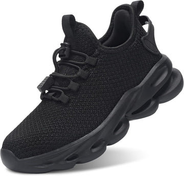 Kids Shoes Boys Girls Tennis Shoes Lightweight Sports Kids Sneakers Slip on with Bungee Lace for Running/Walking
