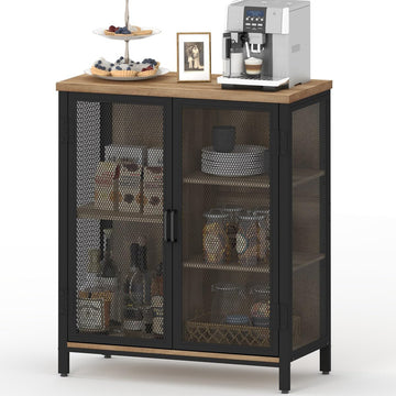 Coffee Bar Cabinet with Storage Kitchen, Rustic Liquor Cabinet, Small Industrial Buffet Sideboard Cabinets (Vintage