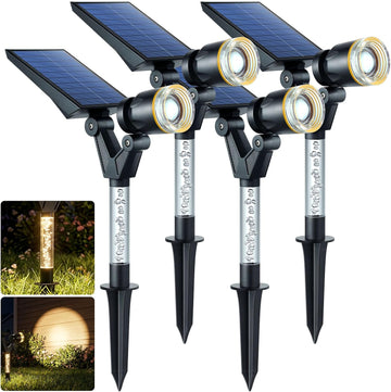 Solar Spot Lights Outdoor Waterproof 3000K Lens LED Spotlights | Adjustable Angel Long Range Solar Lights Outdoor for