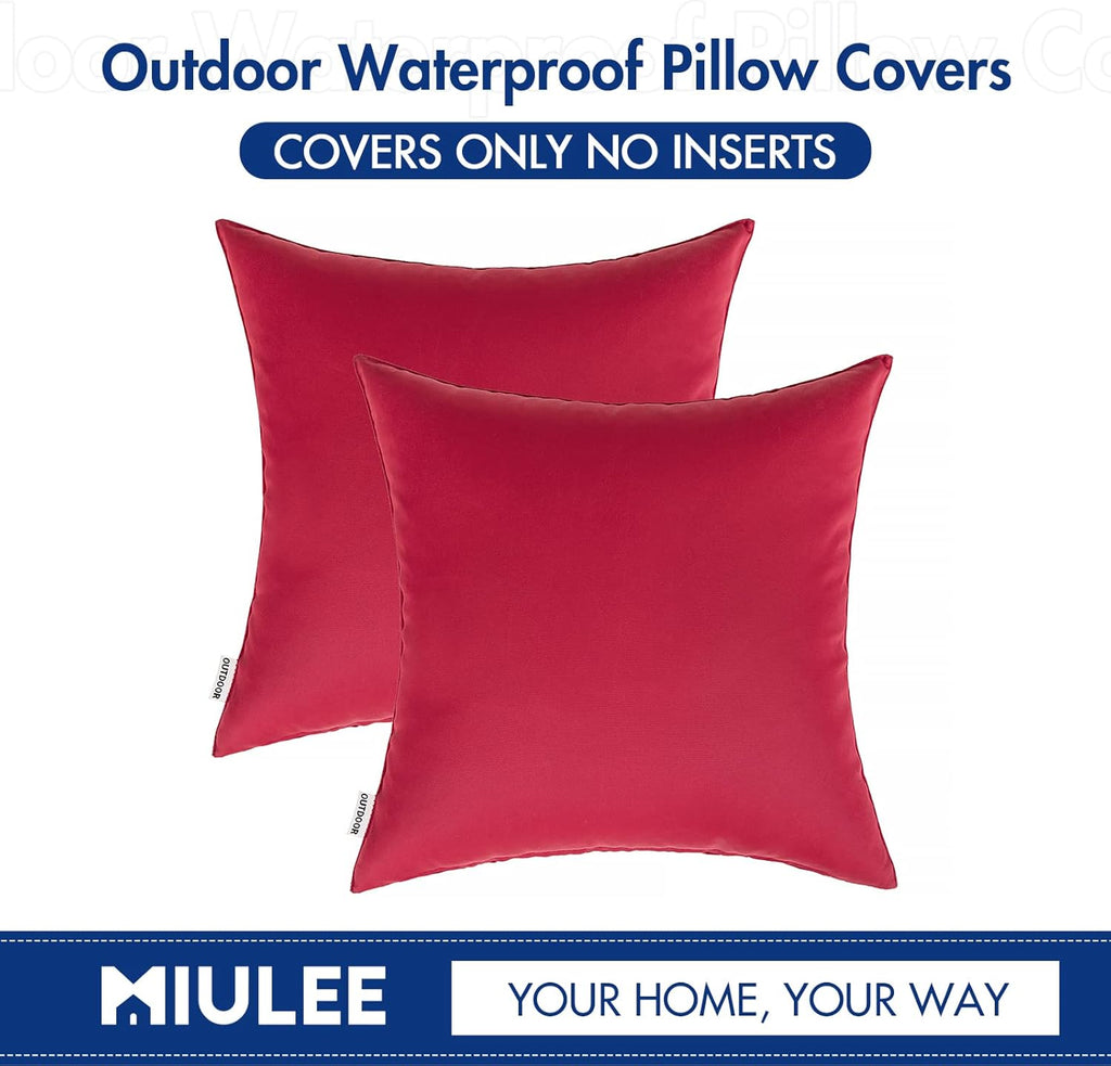 Pack of 2 Decorative Outdoor Waterproof Pillow Covers Square Garden Cushion Sham Throw Pillowcase Shell for Spring