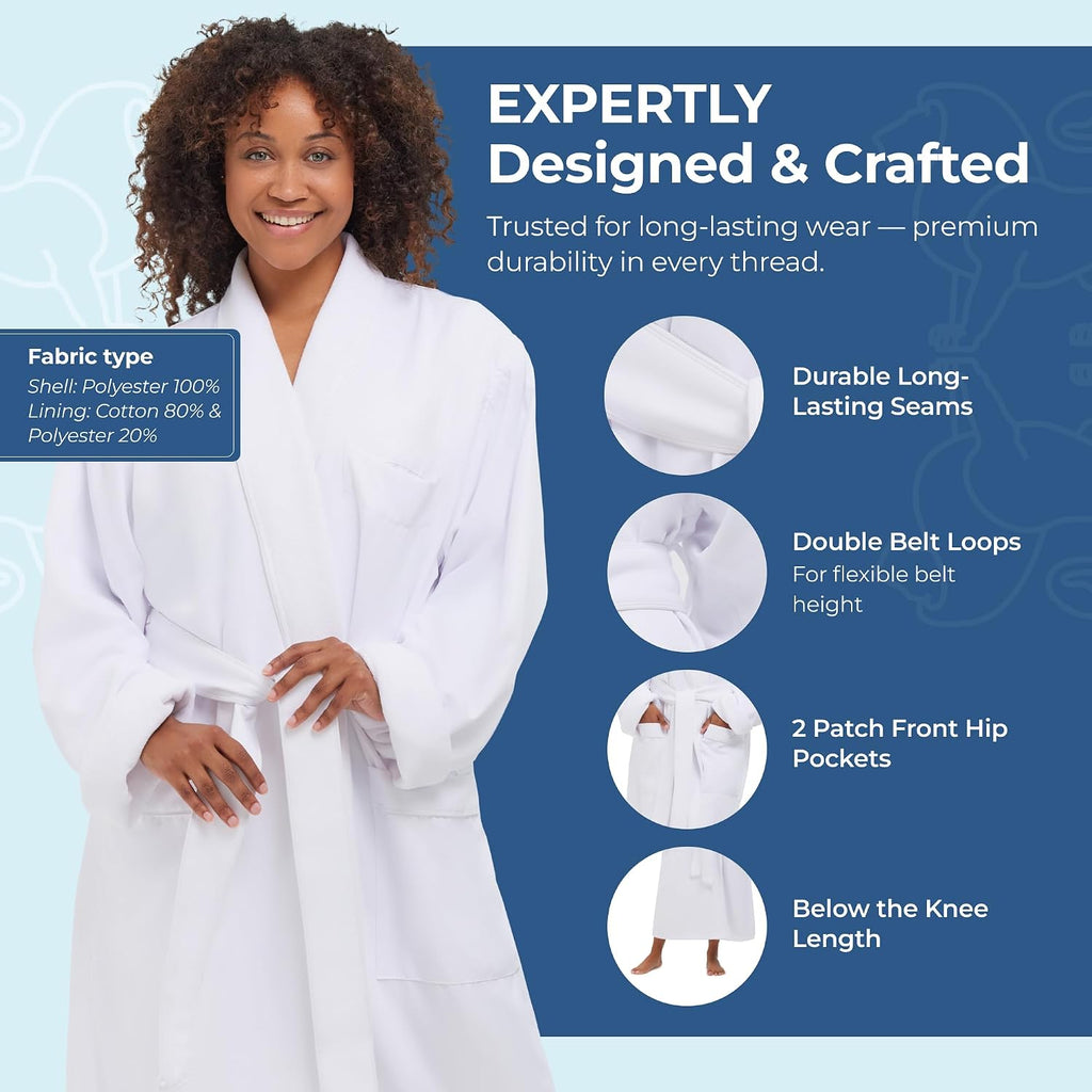 Terry Lined Microfiber Hotel Robe - Luxury Spa Bathrobe