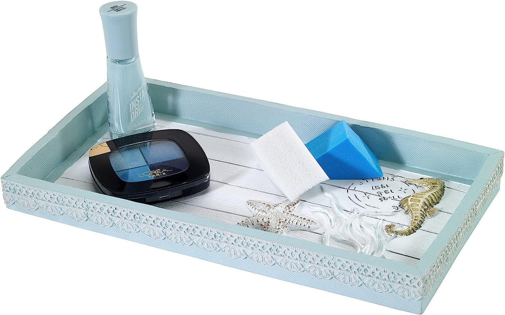 Decorative Tray, Countertop Organizer, Farmhouse Chic Home Decor (Farmhouse Shell Collection)