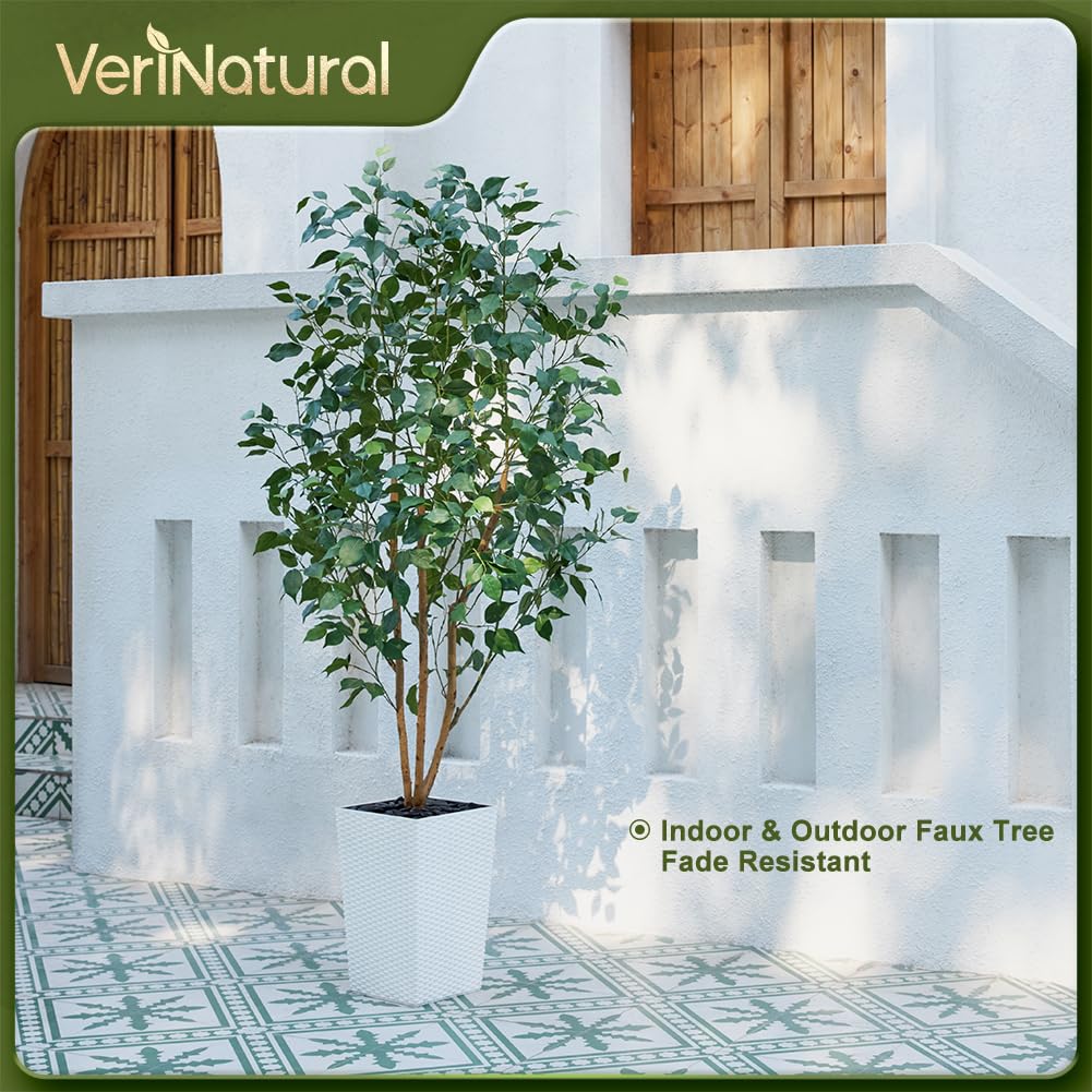 6ft Artificial Ficus Tree, UV Resistant Tall Faux Tree
