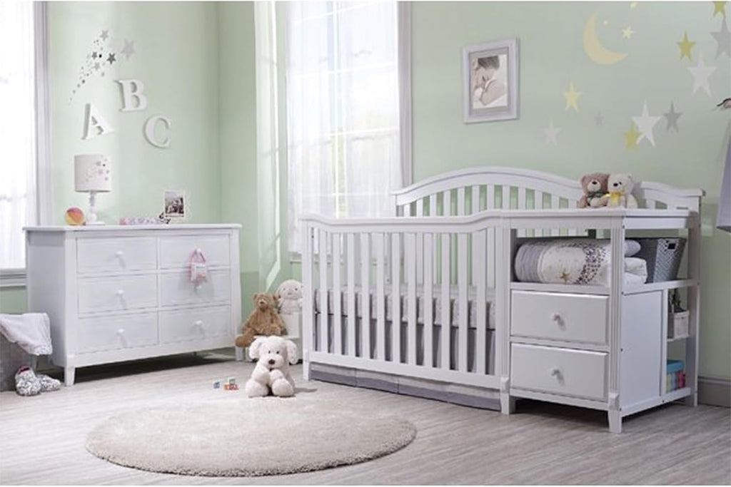 Berkley Crib and Changer with Slat Panel Back Classic -in- Convertible Diaper Changing Table Non-Toxic Finish Wooden