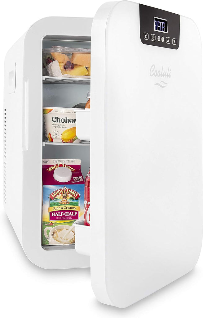 20 Liter Mini Fridge with Temperature Control - White Thermoelectric Cooler and Warmer