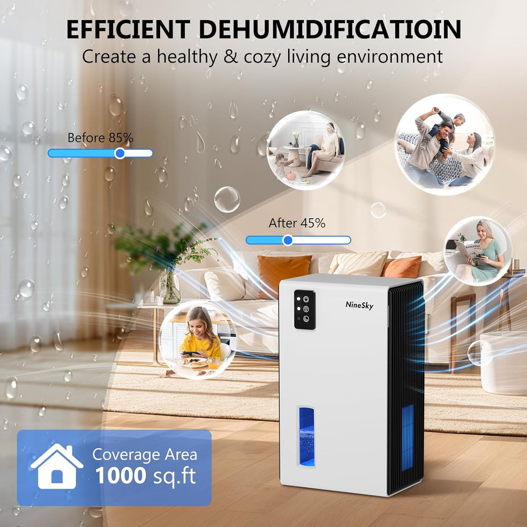 Dehumidifier, 95 OZ Dehumidifiers for Home,(1100 sq.ft) Dehumidifiers for Basement Bathroom Bedroom with Auto Shut Off
