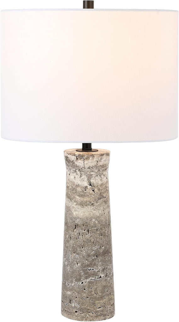 Alana Grey Travertine 25-inch Table Lamp, Desk, Nightstand (LED Bulb Included)
