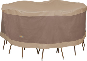Elegant Water-Resistant 90 Inch Round Patio Table & Chair Set Cover, Outdoor Table and Chair Cover