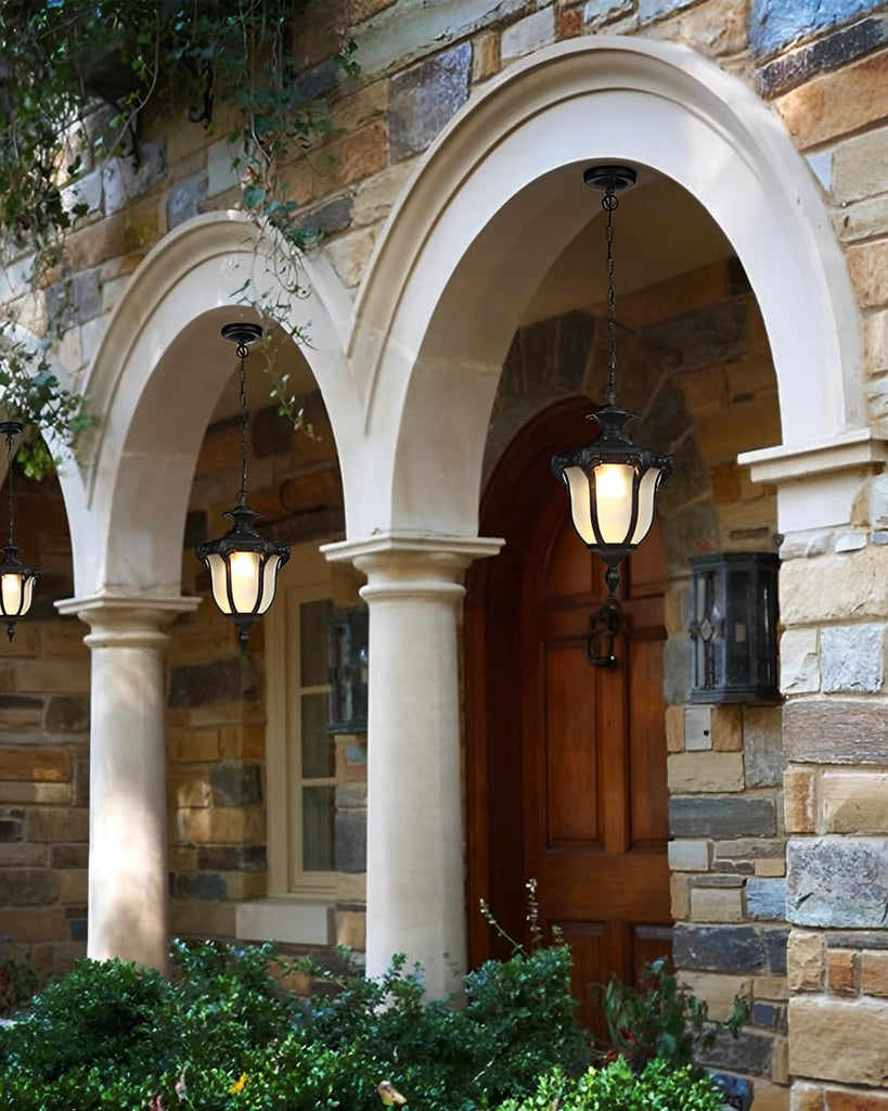 Rustic Victorian E26 Exterior Ceiling Pendant Light American Outdoor Waterproof Chandelier Garden Corridor Grape
