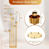 5 Arms Gold Floor Candelabra 42.5'' Floor Candle Holdersor Tall Metal Candlestick Set with Acrylic Lampshades
