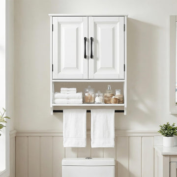 Wall Mounted Bathroom Cabinet, Farmhouse Medicine Cabinet with 2 Elegant Raised Panel Cabinet Doors, with Adjustable