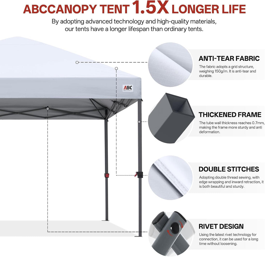 10x10 Pop Up Canopy Tent, Easy Setup Instant Shelter with Wheeled Bag, Heavy Duty Outdoor Canopy UV Protection