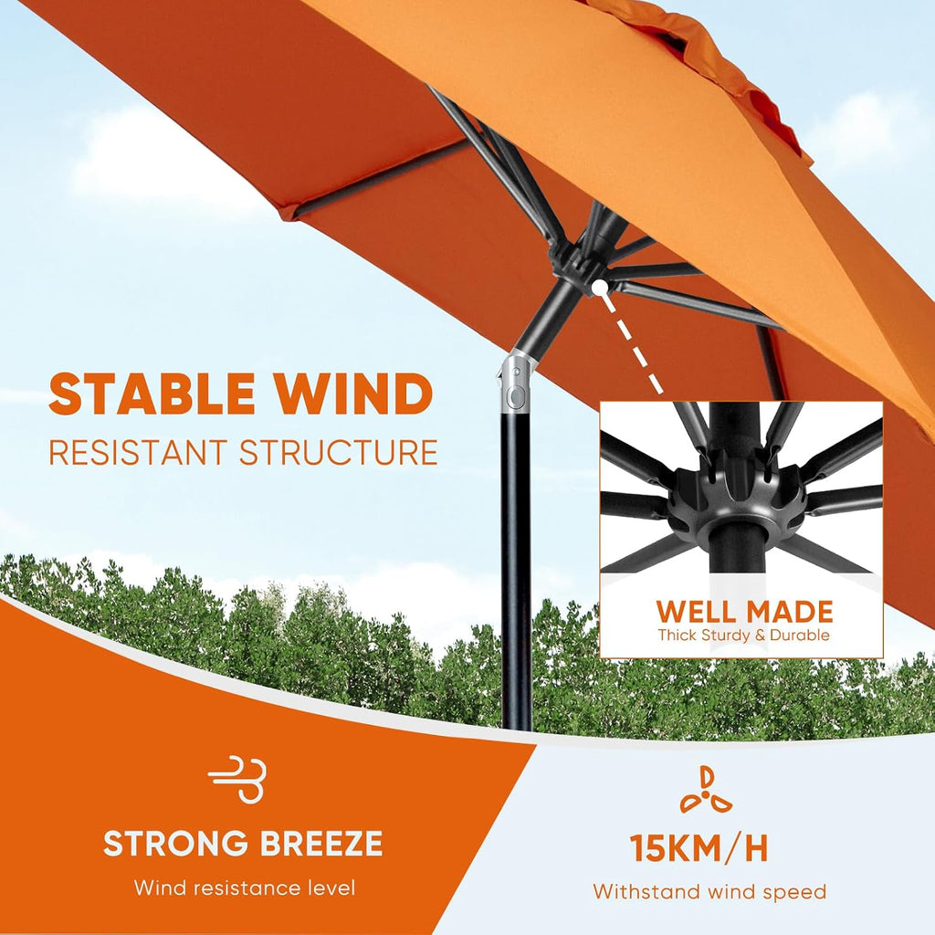 Patio Market Outdoor Table Umbrella with Push Button Tilt and Crank - Brick