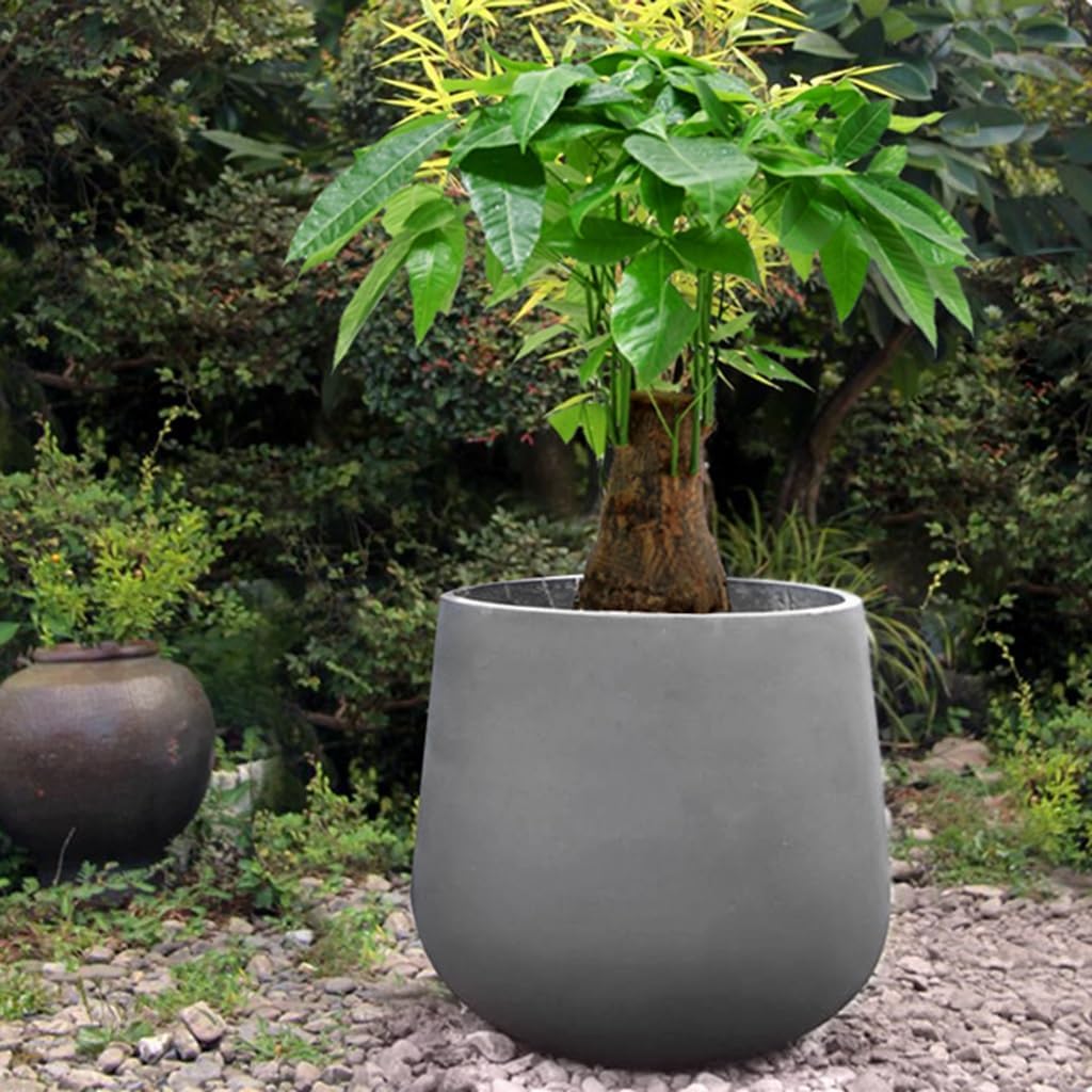 Round Concrete Planter, Large Caliber Planting Floor Indoor and Outdoor Large Planters Patio Gardens(24 * 25)