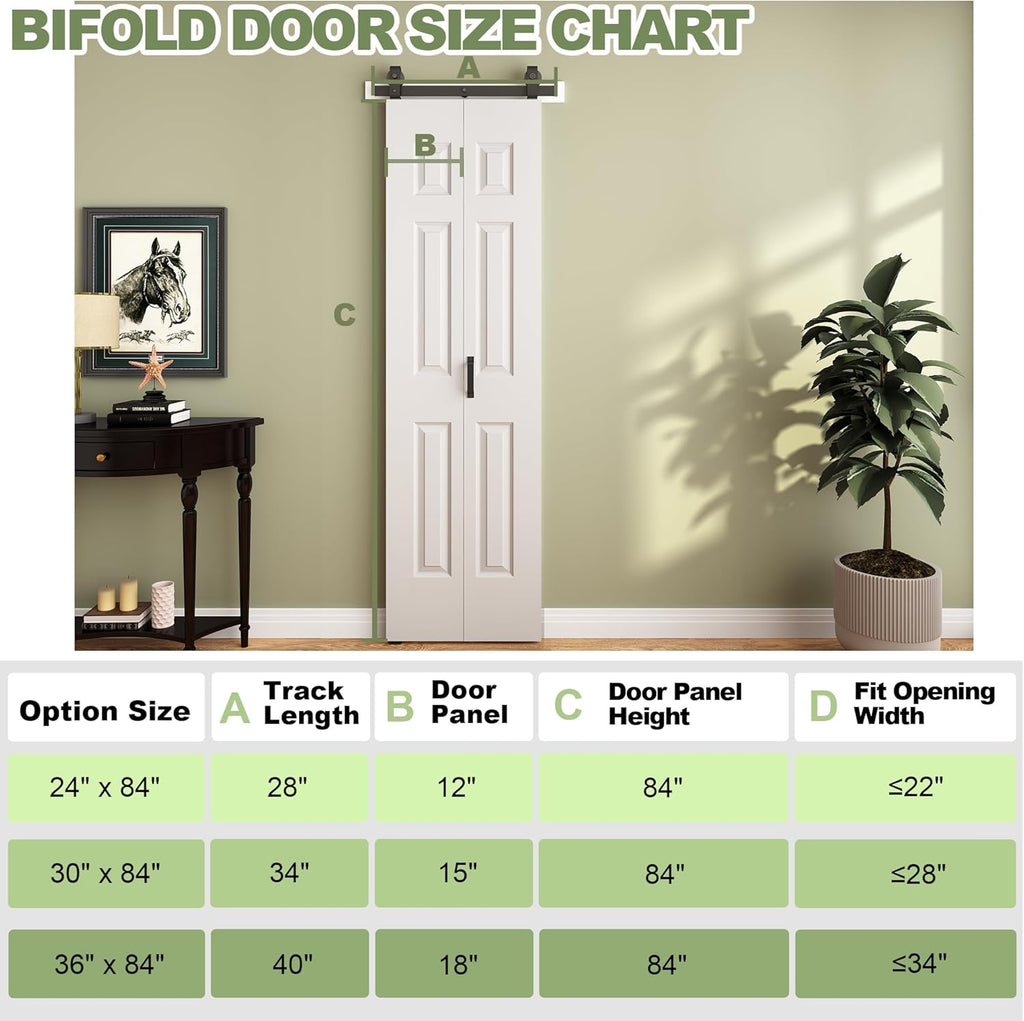 24"x 84" Bifold Barn Door, Bifold Sliding Barn Doors with 2.33FT Hardware Kit Included, Primed Doors