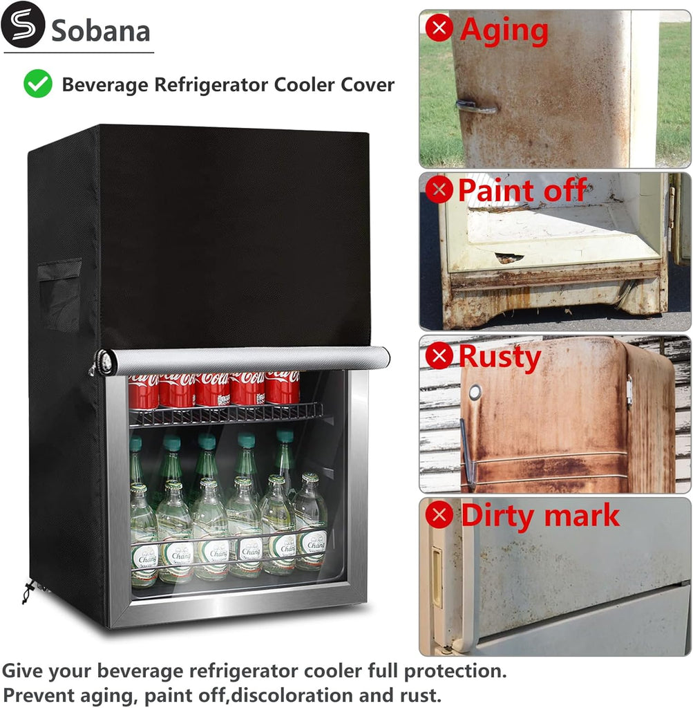 Beverage Refrigerator and Cooler Cover for most 3.2 Cu.ft Beer or Wine Mini Fridge,Waterproof Dust Proof Anti-UV Sides