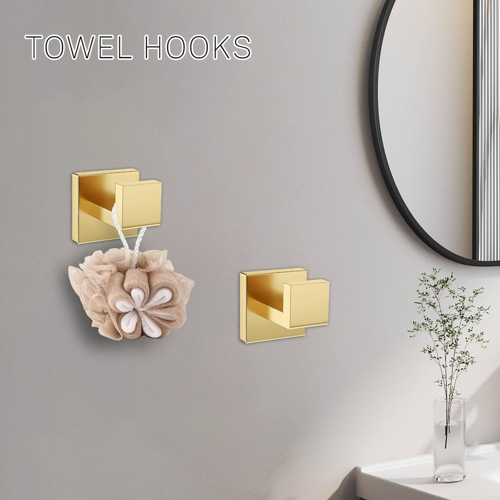 5-Piece Bathroom Hardware Set Brushed Gold Towel Bar Set,Stainless Steel Towel Holder Set ,Wall-Mounted Towel Rack