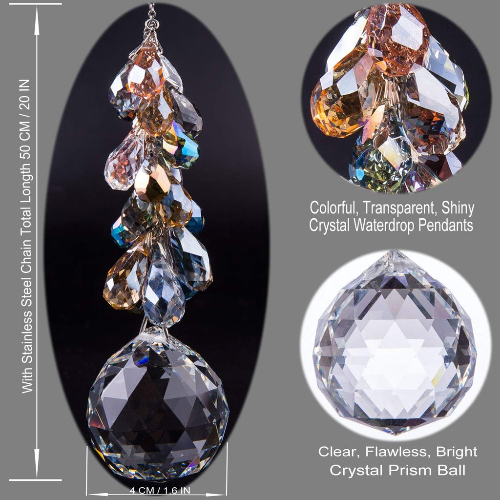 40mm Crystals Ball Prisms Suncatcher Hanging Ornament Chakra Crystals Rainbow Maker with Colors Crystal Pendants for