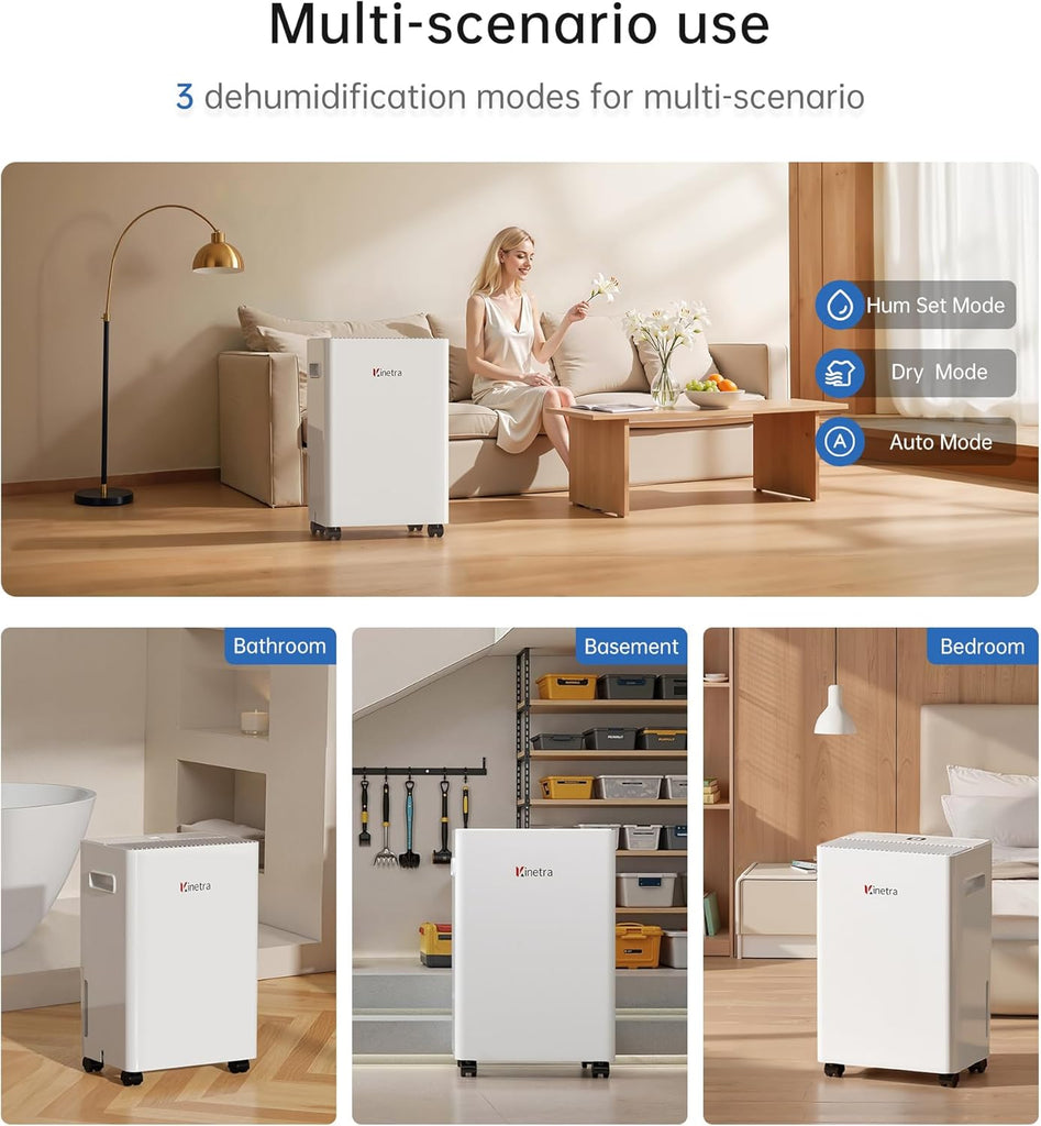 1500 Sq. Ft Dehumidifiers for Home, 30 Pints dehumidifier for Basement with drain hose,Smart APP control, 1.6L Tank