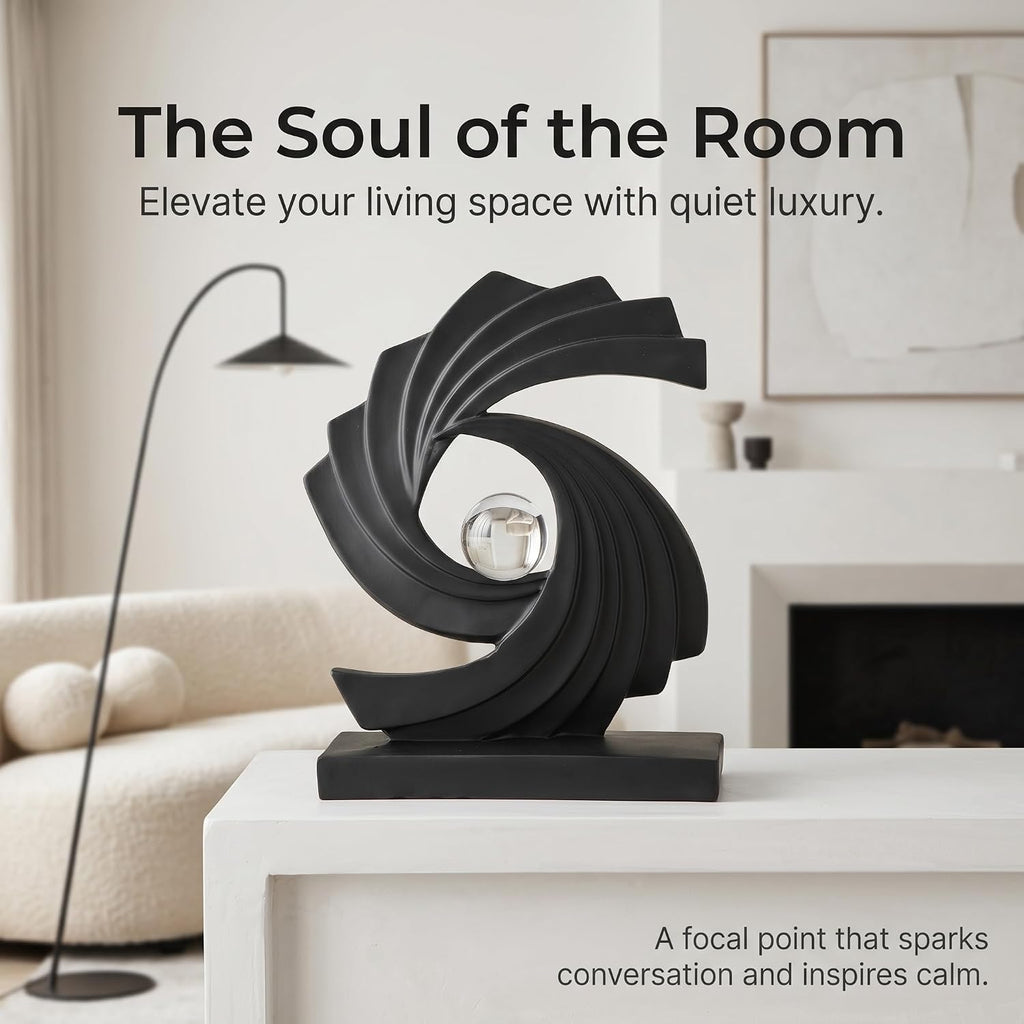Modern Abstract Sculpture, Resin Swirl Art Statue | Contemporary Minimalist Tabletop decoration,10.8-Inch Tall