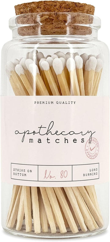Apothecary Wooden Matches in a Jar with Striker | Decorative Matches for Candles | Long Matches for Candles