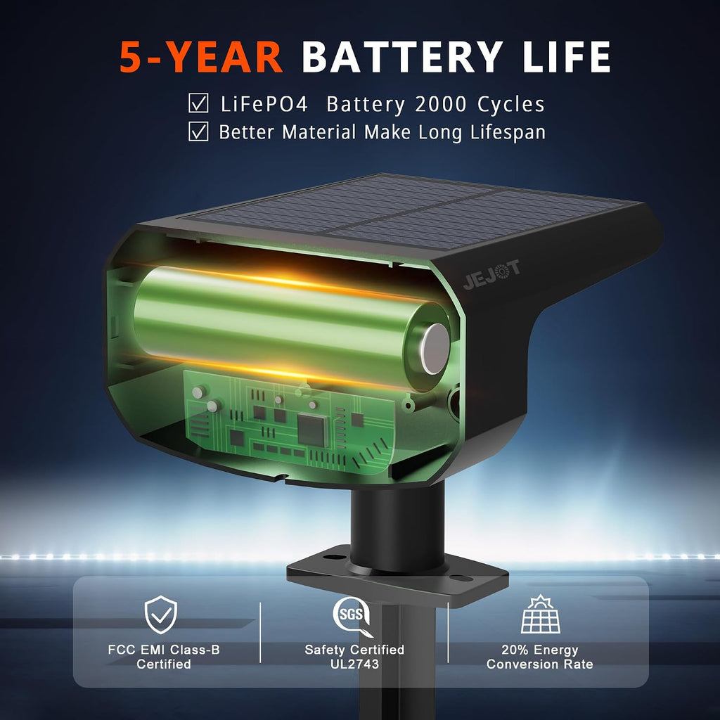 Solar Lights Outdoor Waterproof IP65, Super Bright LED with Lens, 6500K 2 Lighting Modes, Solar Powered Yard Garden